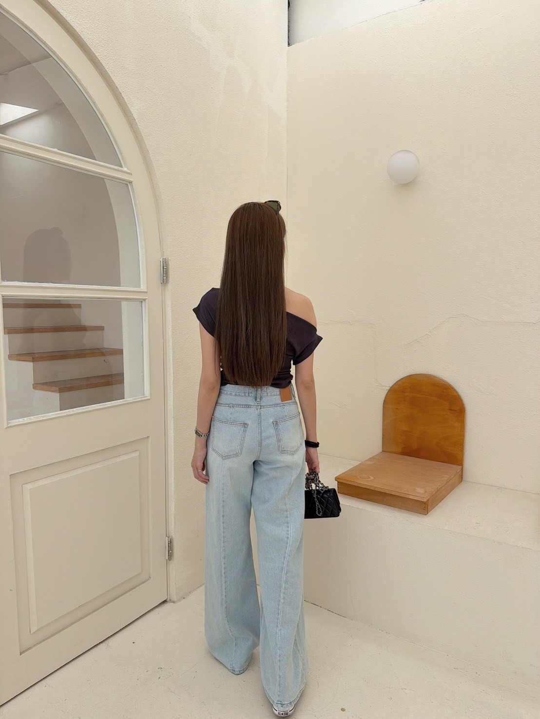 ［預購］🔥03.25春夏新品］💥一件兩穿］🇰🇷正韓兩穿超彈透氣螺紋棉斜肩上衣（墨灰/兩色）