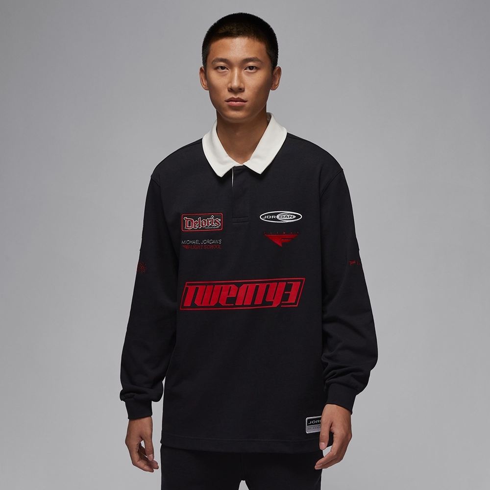 NIKE 大學T JORDAN 黑 橄欖球 落肩 寬鬆 長袖 上衣 男 HF9324-010