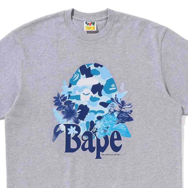 BAPE Flora Big Ape Head Relaxed Fit Tee 植物 短袖 灰色 BAPE-594CM [台灣現貨]