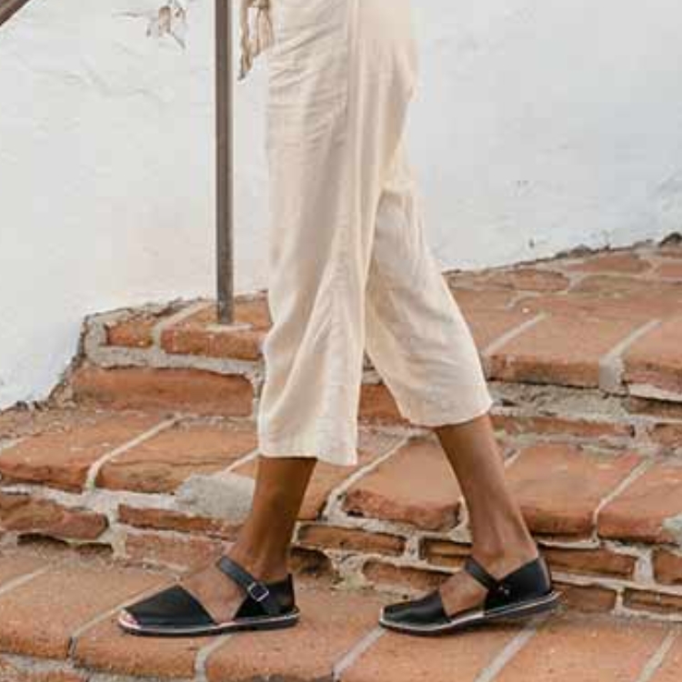 (預購)Pons Avarcas 手工皮革涼鞋(大人款) Frailera - Black