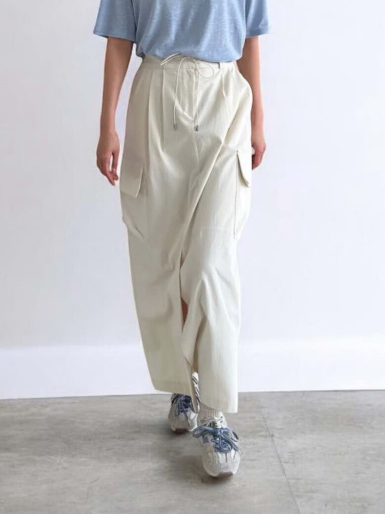 涼感工裝抽帶長裙