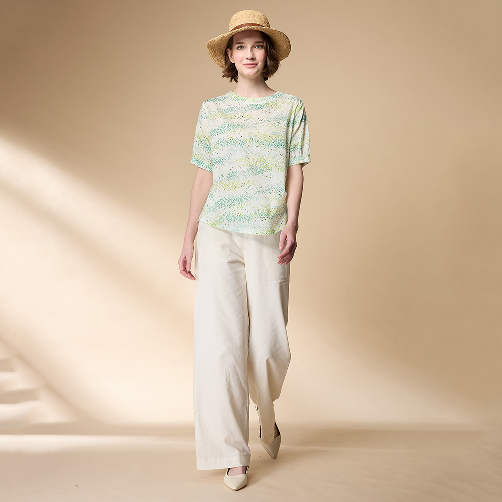 PIPPY 典雅素面簡約棉麻長褲 米