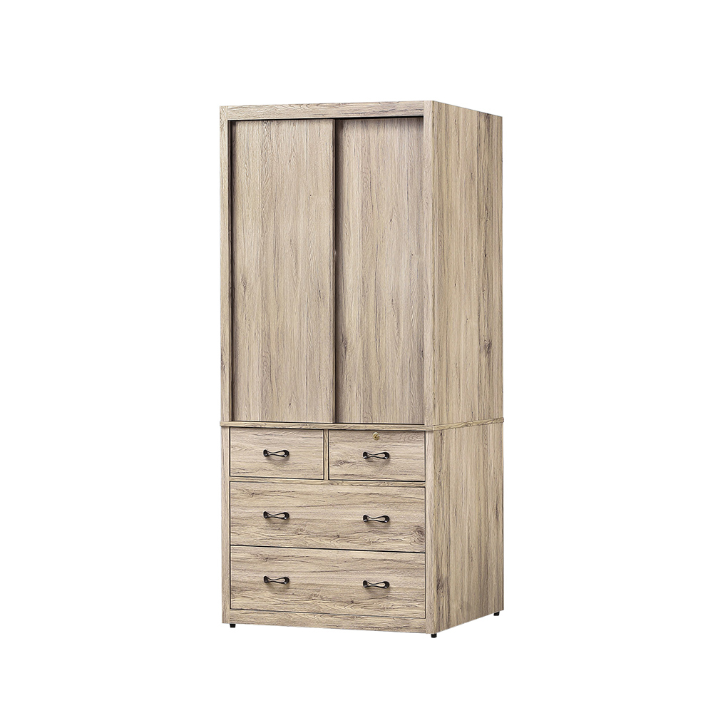 柏蒂家居-卡爾3.5尺上推門四抽衣櫃/衣櫥