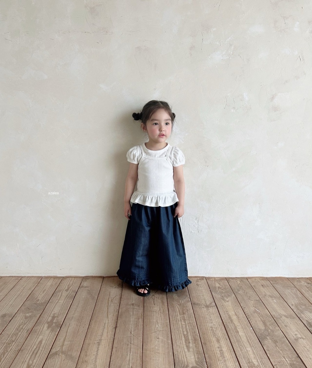 正韓夏azalea 三色花邊闊腿褲