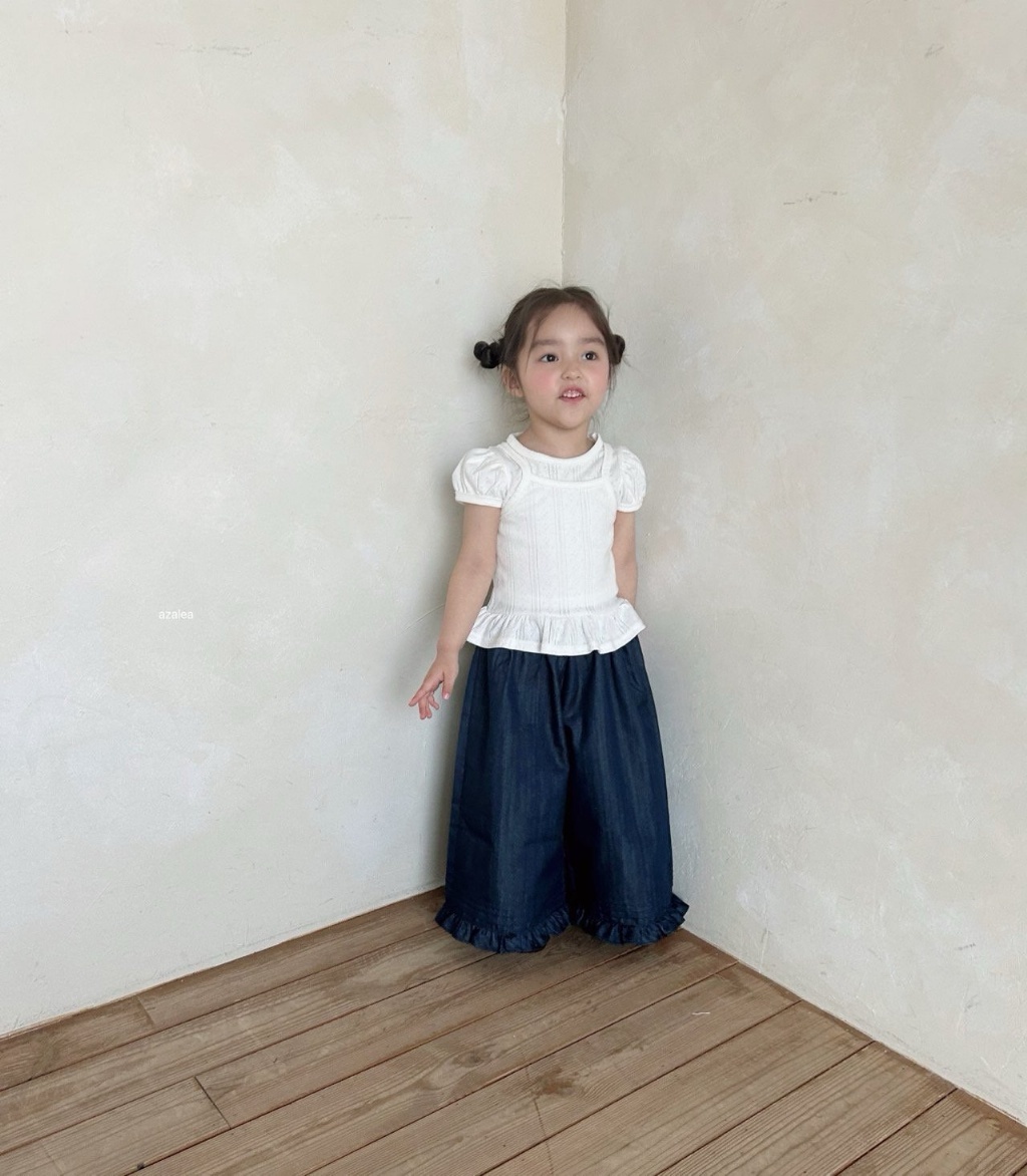 正韓夏azalea 三色花邊闊腿褲