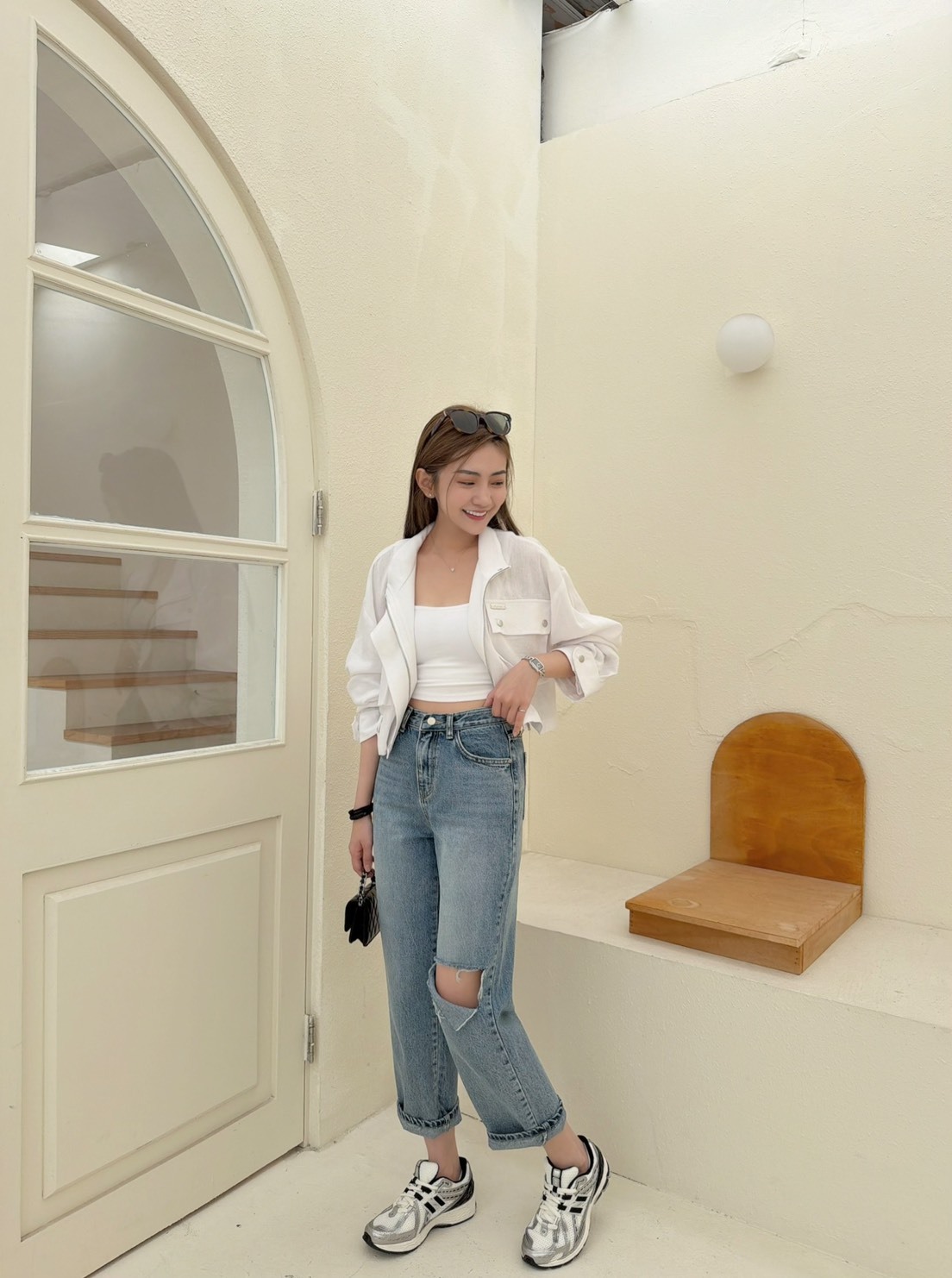 ［預購］🔥03.25春夏新品］💥夏天必收男友破褲］🇰🇷正韓高腰超美刷色左破洞直筒牛仔褲（SML)