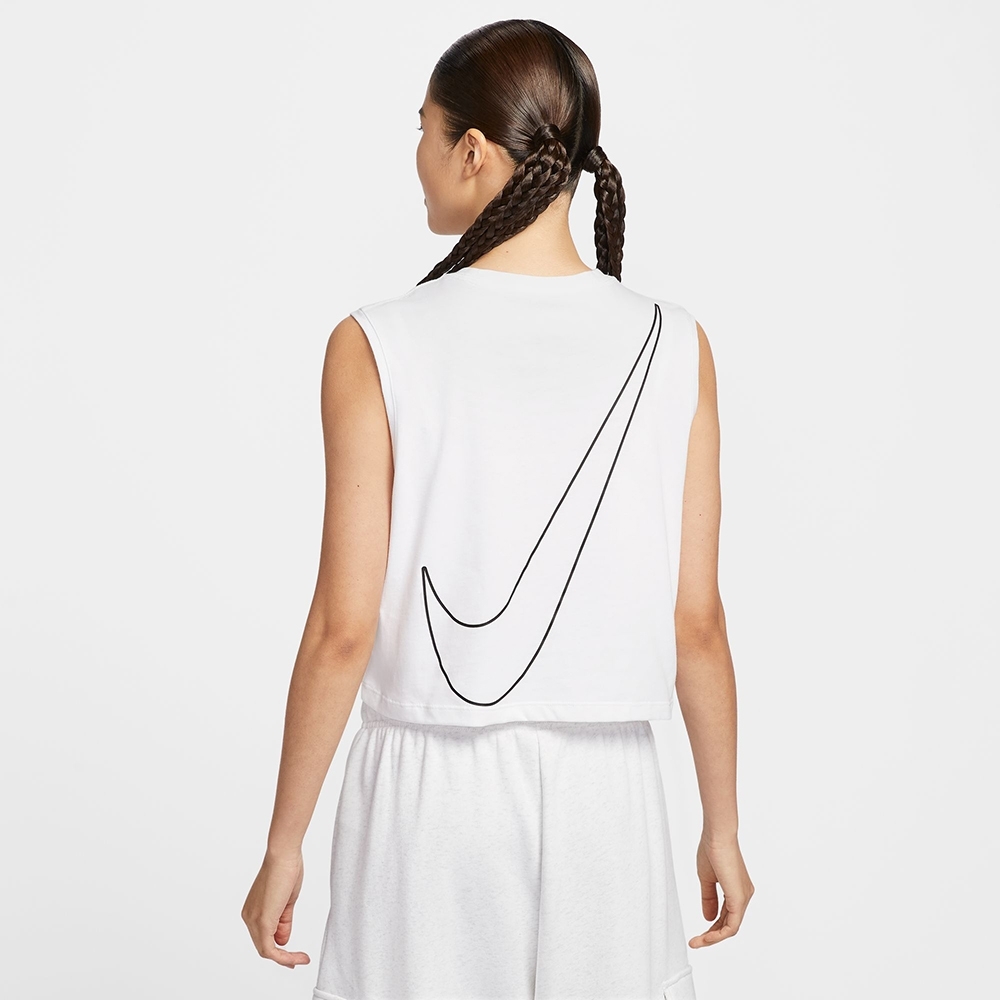 NIKE 背心 SOPRTSWEAR CLUB 白色 寬鬆 短版背心 女 HF9532-100