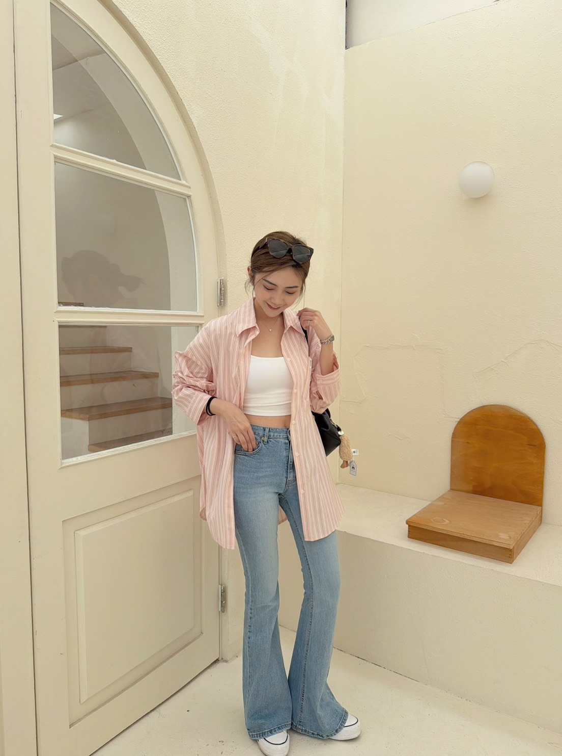 ［預購］🔥03.25春夏新品］💥好看到闆娘穿在路上被搭訕］🇰🇷正韓超美直條紋寬鬆襯衫（溫柔粉/三色）