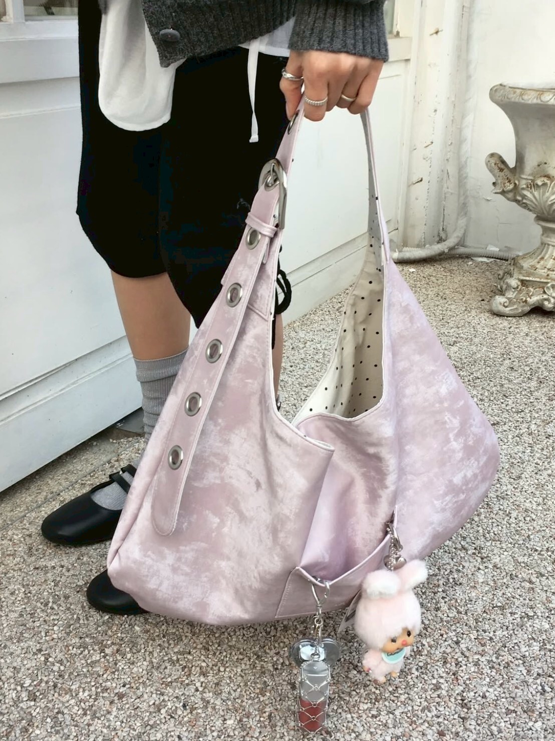 LETERIE 棉花糖白波點雙面單肩包 三色