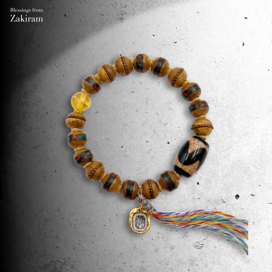 扎基拉姆 虎牙天珠 一線天珠 手串