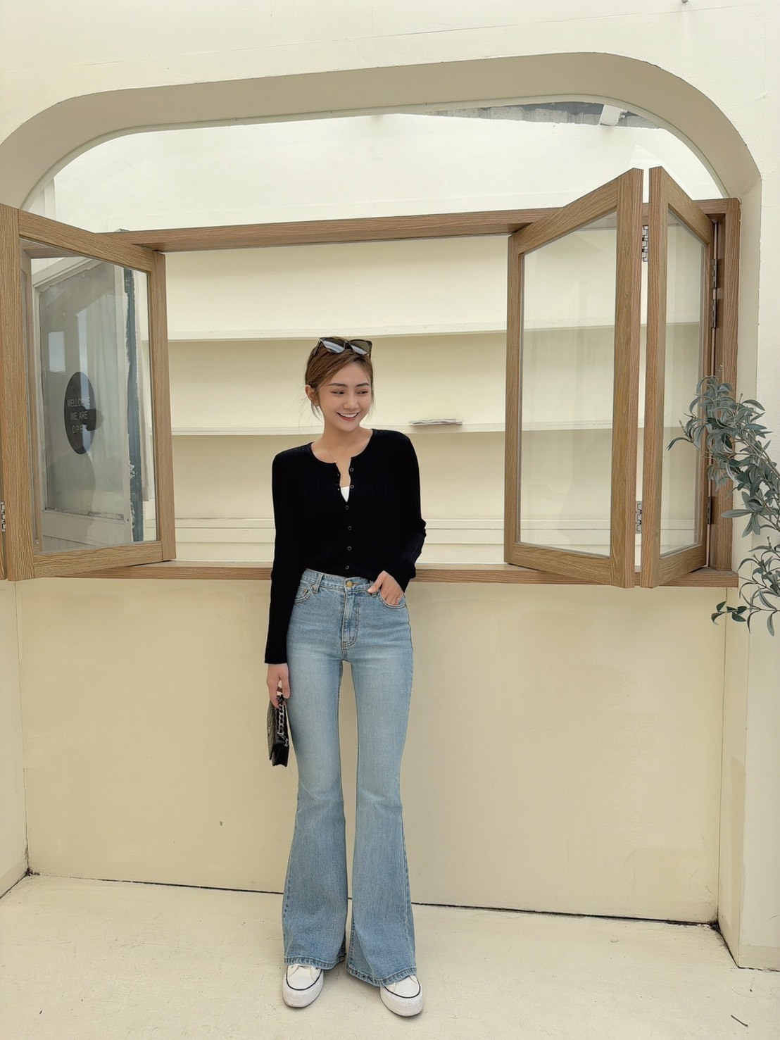 ［預購］🔥03.25春夏新品］💥-7kg瘦瘦大長腿褲］🇰🇷正韓中高腰修身挺版YKK拉鍊微喇叭牛仔褲（SML）