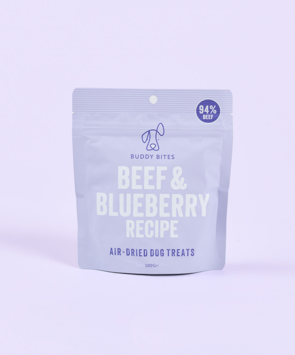 Buddy Bites 零食 天然風乾狗狗零食 - 牛肉/藍莓 100G