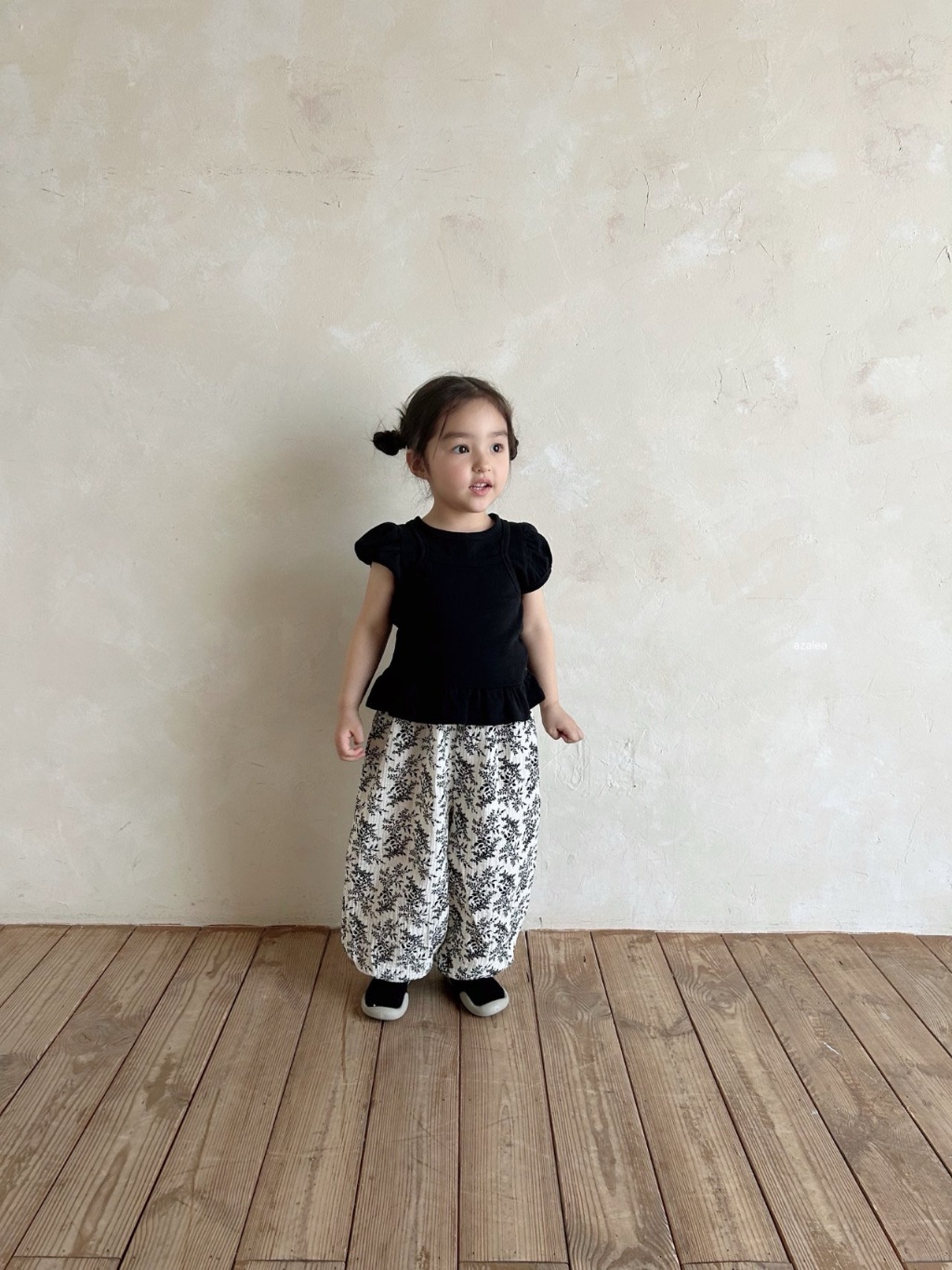 正韓夏azalea 嫩嬰/小童兩色黑花/櫻桃防蚊褲