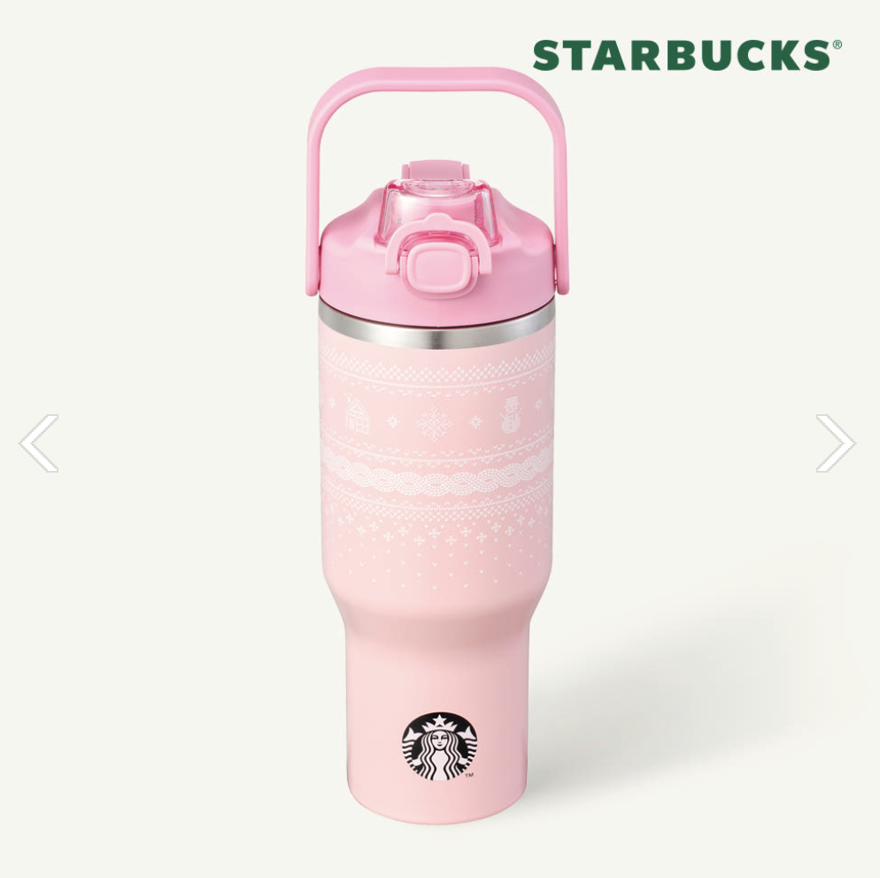 STARBUCKS SS Winter Knit Pink Carl 真空不鏽鋼隨行杯 — 946ml (32oz)