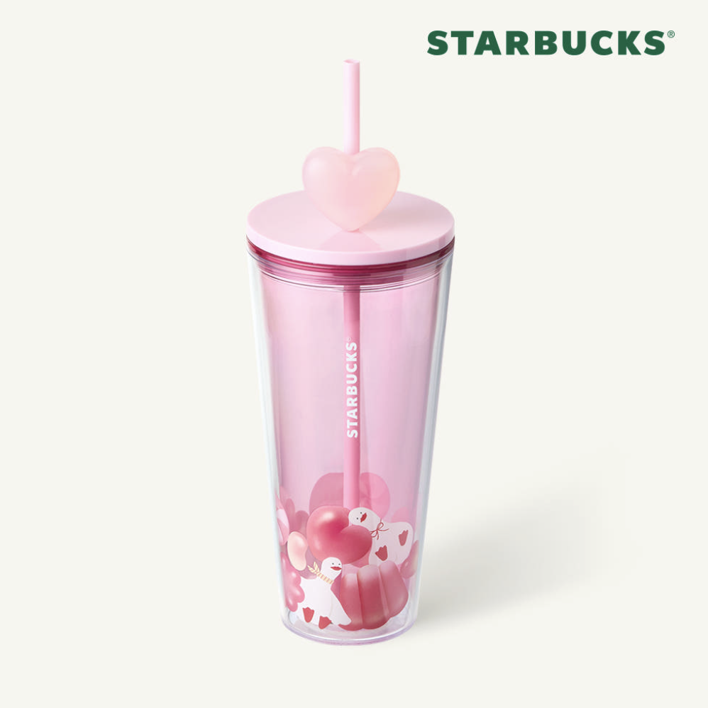 STARBUCKS Jelly Duck Heart Charm 造型冷飲吸管杯 — 591ml (20oz)