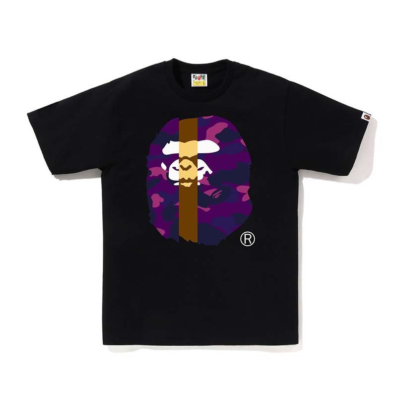 BAPE Color Camo Transform Big Ape Head Tee 拼接猿人頭 短袖 黑色 BAPE-603CM [台灣現貨]