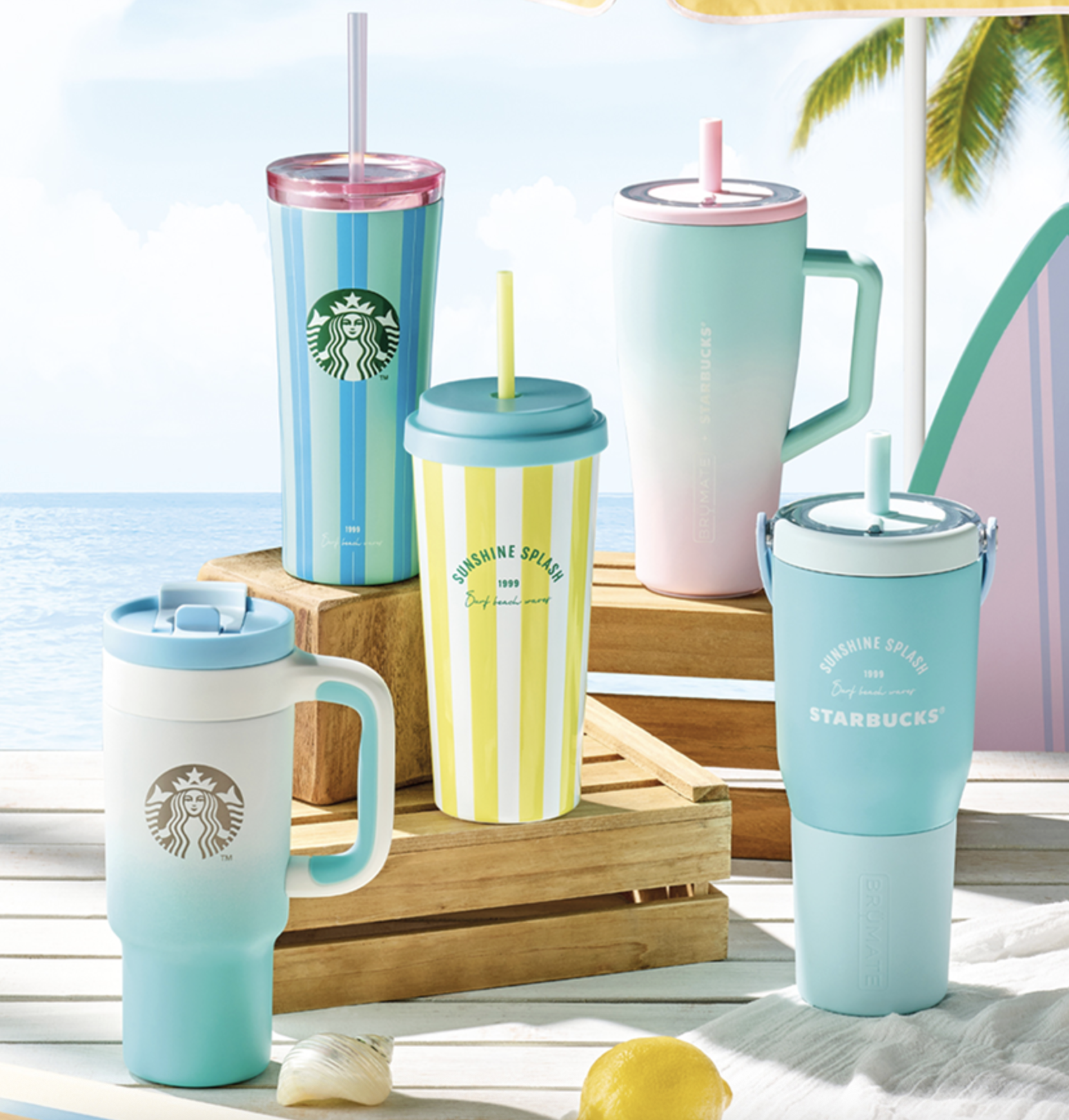 STARBUCKS SS Surf Beach Fineni 真空不鏽鋼冷飲吸管杯 — 473ml (16oz)
