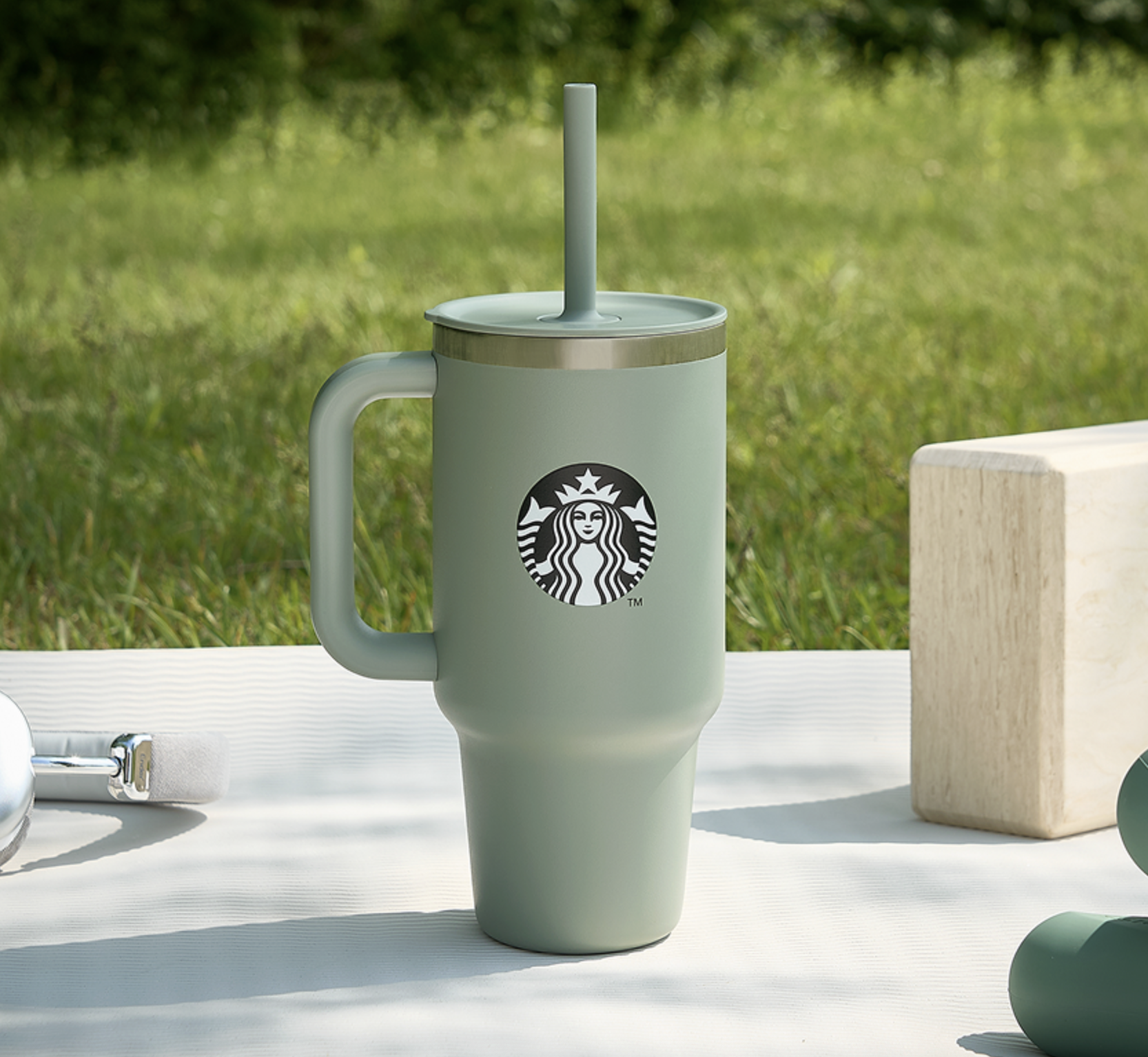 STARBUCKS x Hydro Flask SS Sage 真空不鏽鋼冷飲吸管杯 — 946ml (32oz)
