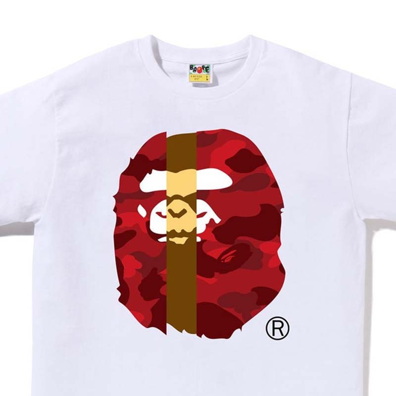 BAPE Color Camo Transform Big Ape Head Tee 拼接猿人頭 短袖 白色 BAPE-605CM [台灣現貨]
