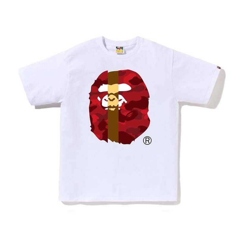 BAPE Color Camo Transform Big Ape Head Tee 拼接猿人頭 短袖 白色 BAPE-605CM [台灣現貨]