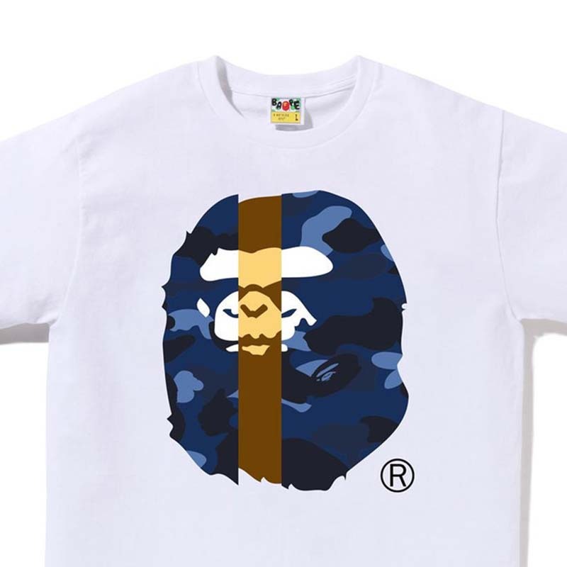 BAPE Color Camo Transform Big Ape Head Tee 拼接猿人頭 短袖 白色 BAPE-606CM [台灣現貨]