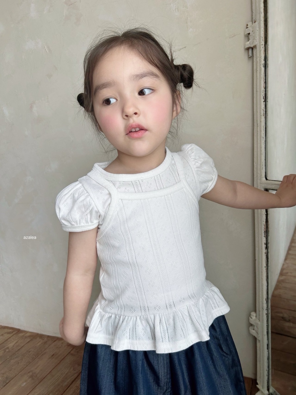 正韓夏azalea 嫩嬰/小童三色棉花糖1+1兩件組上衣