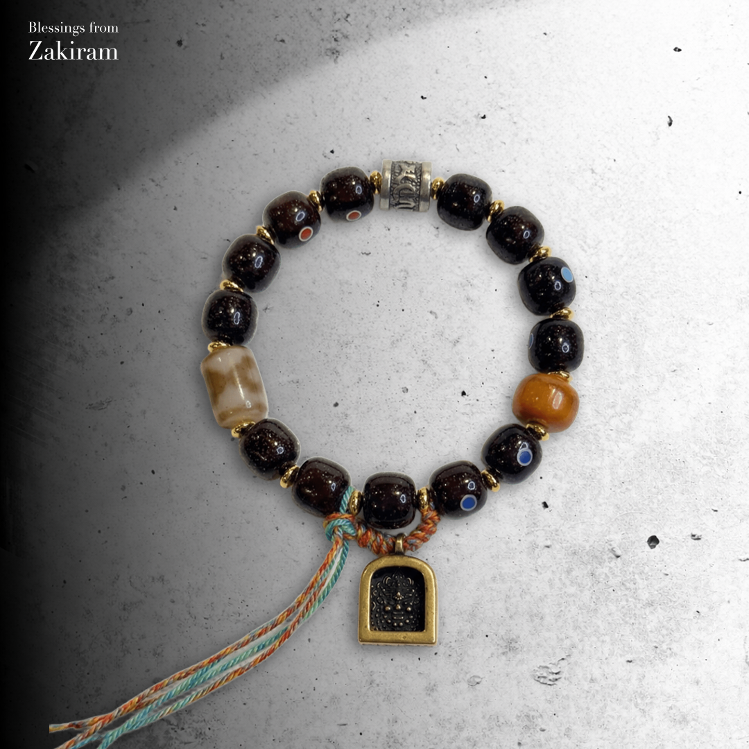 扎基拉姆嘎嗚 小葉紫檀 三眼天珠 轉經輪 手串