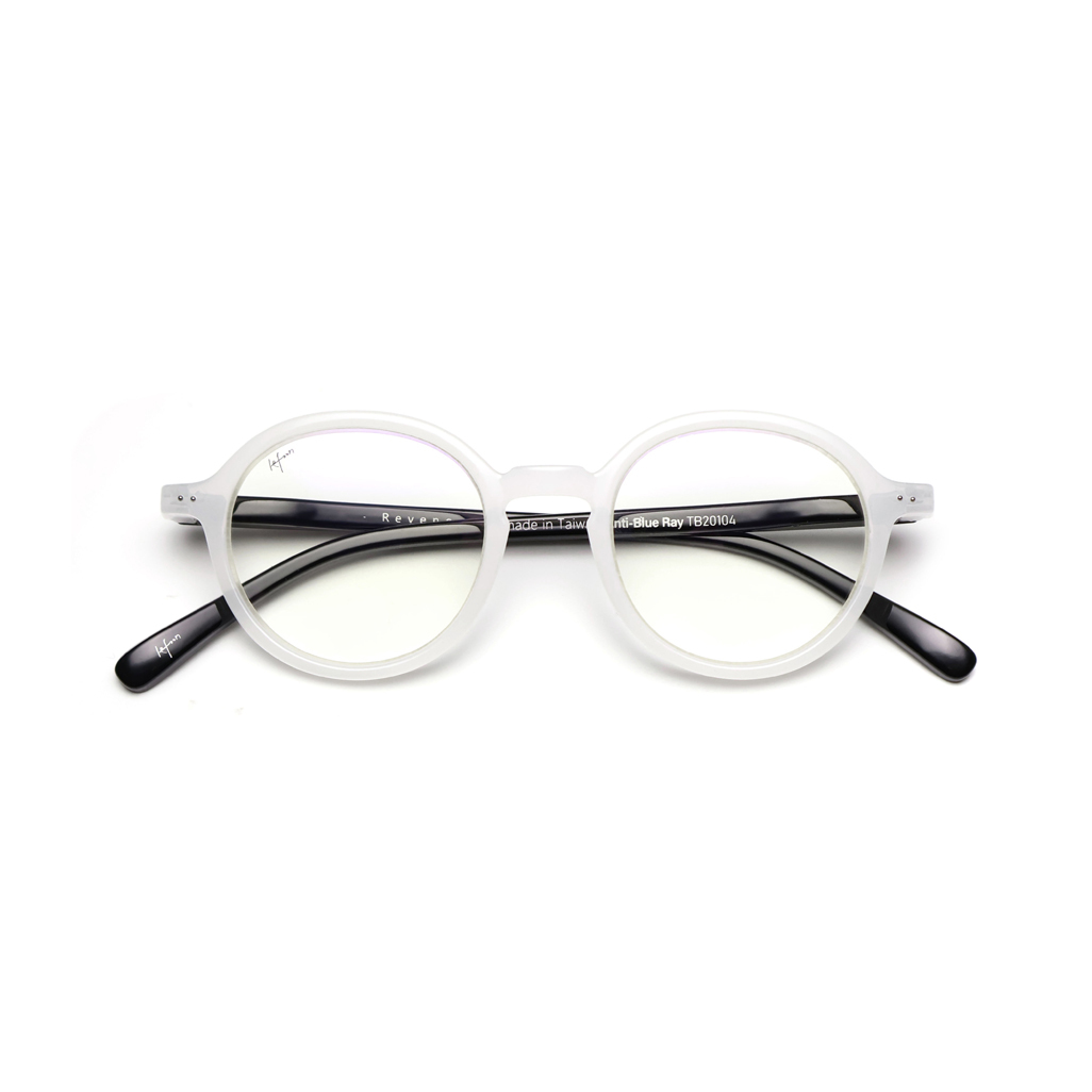 Round computer glasses 蔡司濾藍光眼鏡 - white-black