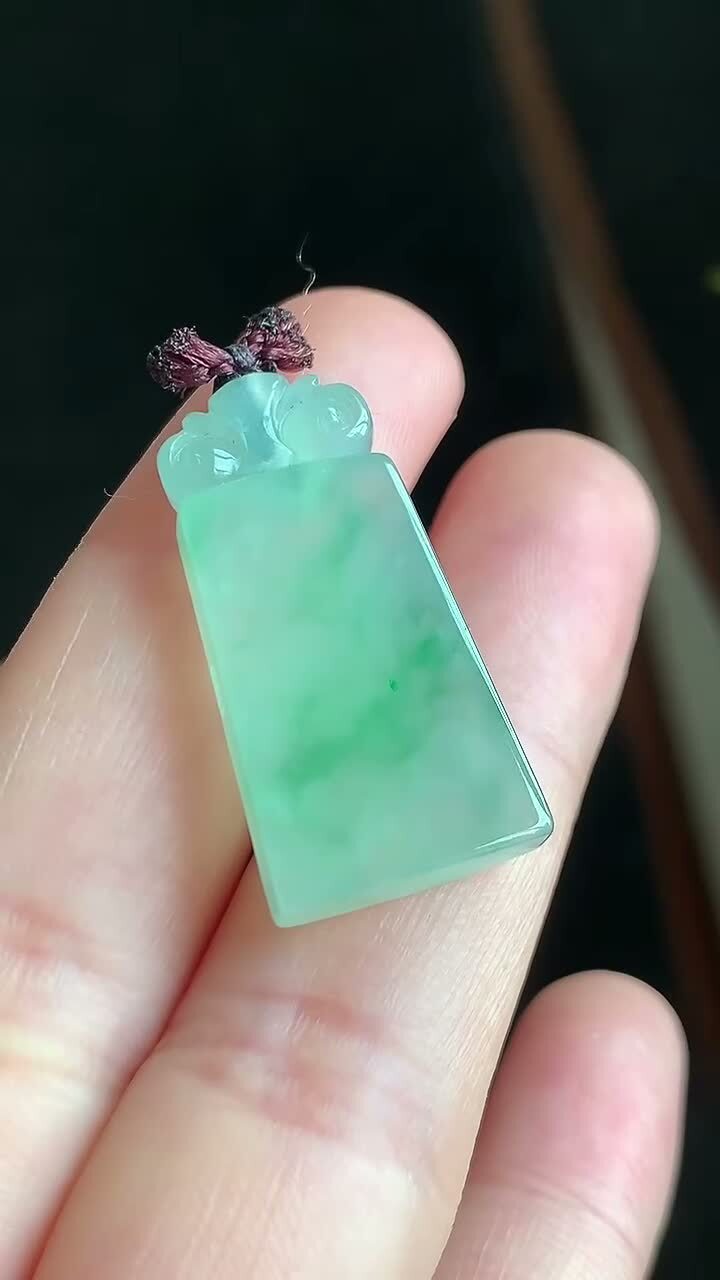翡翠飄綠無事牌,天然翡翠A玉, 緬甸玉, Jade, Jadeite