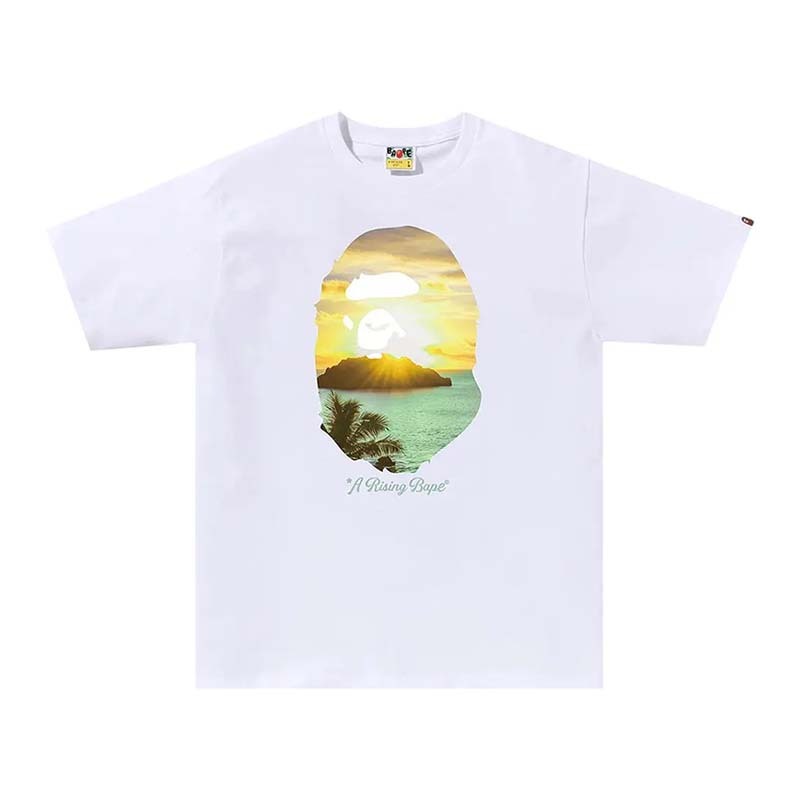 BAPE A Rising Bape Photo Tee 日出猿人頭 短袖 白色 BAPE-609CM [台灣現貨]