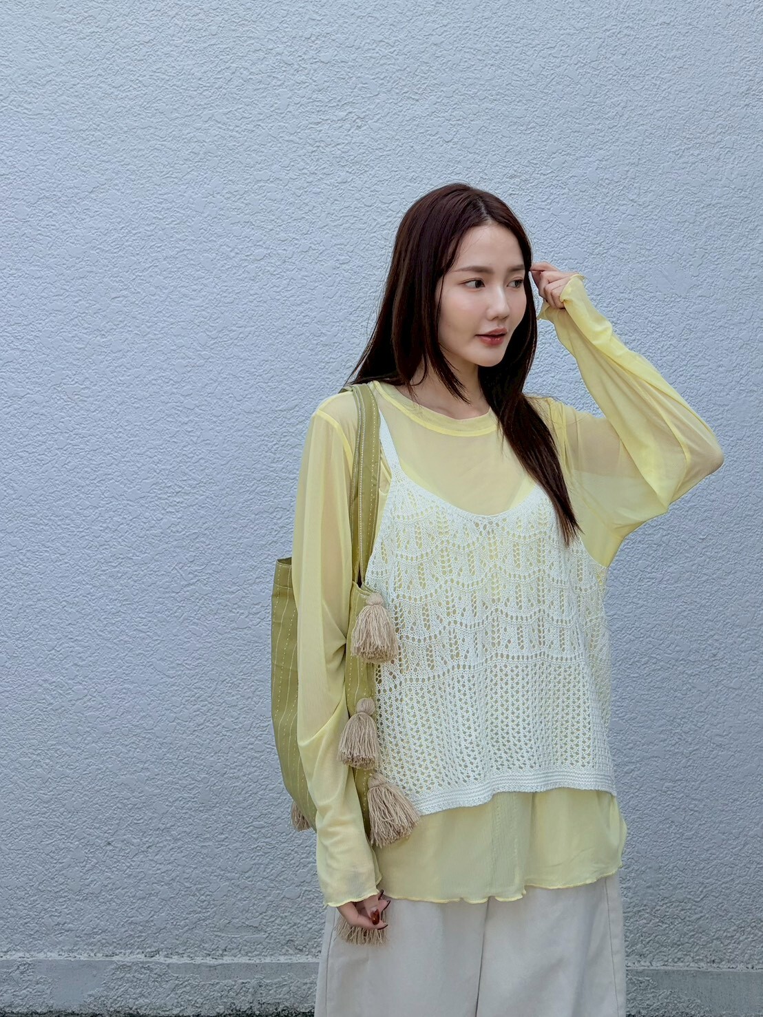 波浪紋簍空針織背心50851L01