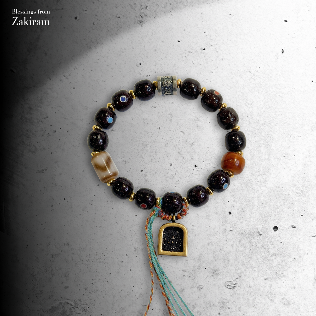 黃財神嘎嗚 小葉紫檀 轉經輪 虎牙天珠 手串