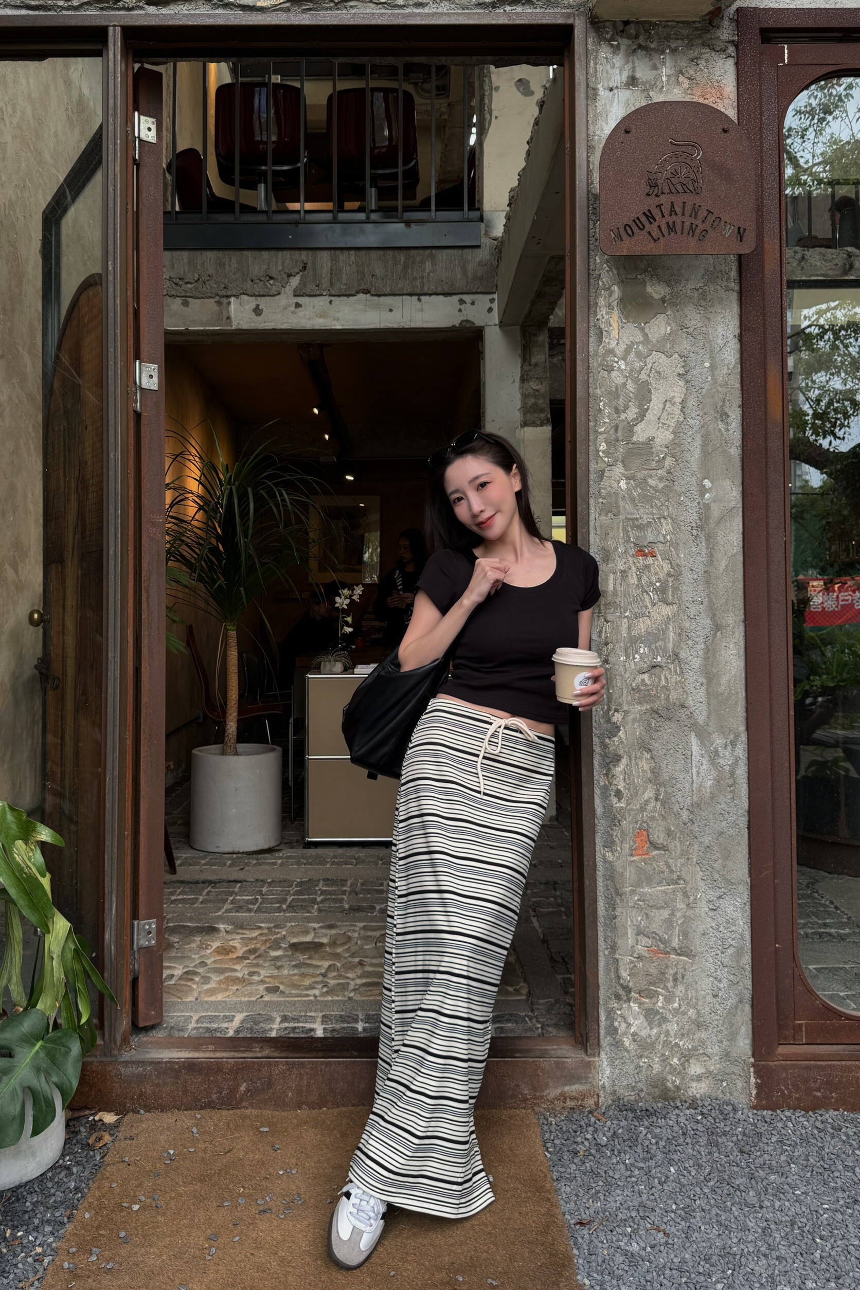 #AM41 必收條紋長裙(黑/咖/綠)