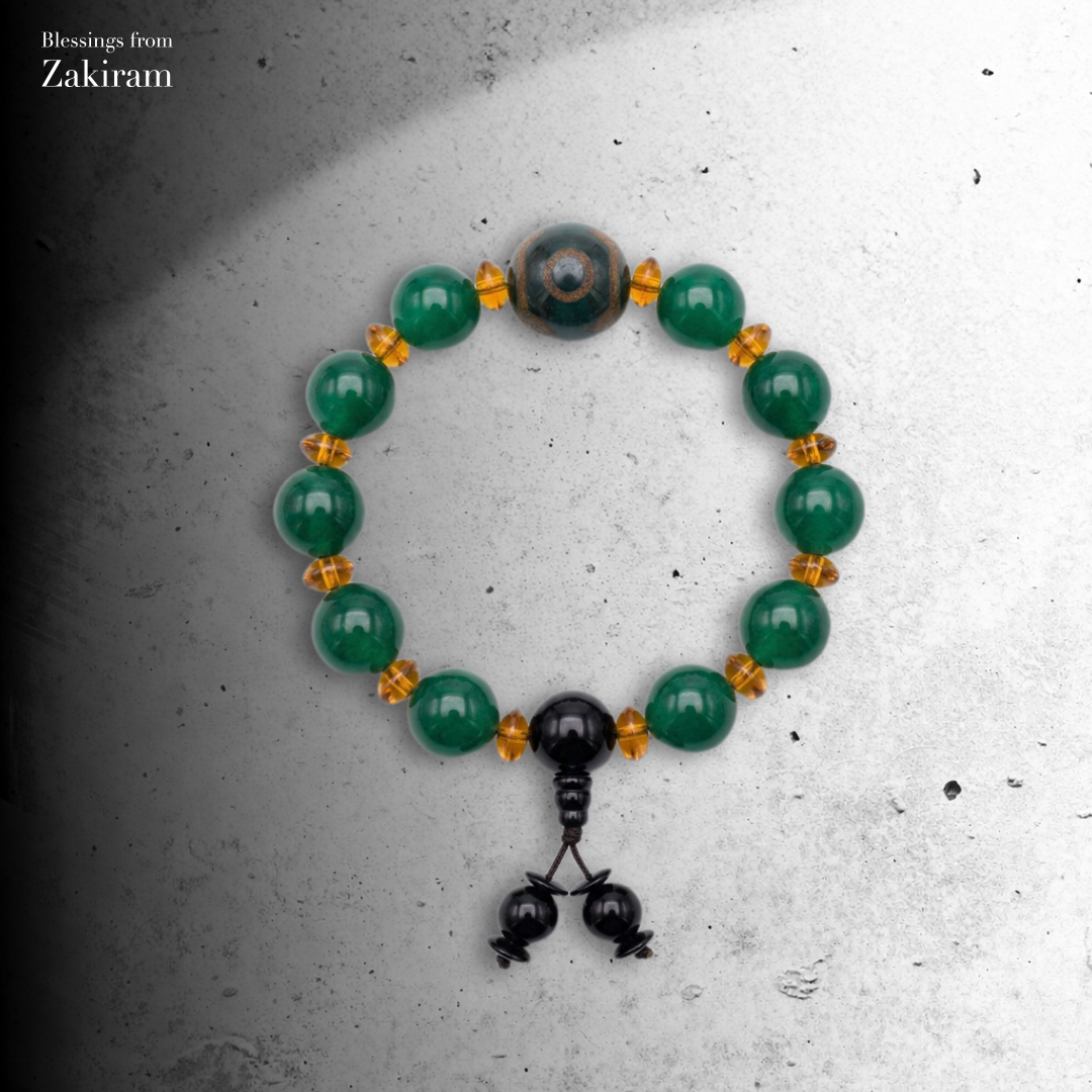 綠沁 三眼天珠  手串