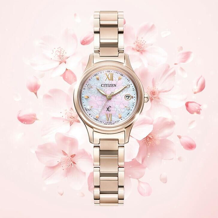 行貨 Citizen 星辰 Quartz xC Series 30th Anniversary Sakura Limited Edition Ladies' Watch ES9498-77N 限量版27mm 珍珠貝殼錶盤電波時計女士手錶