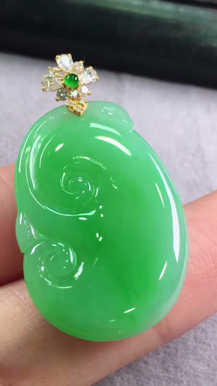 翡翠如意,天然翡翠A玉, 緬甸玉, Jade, Jadeite