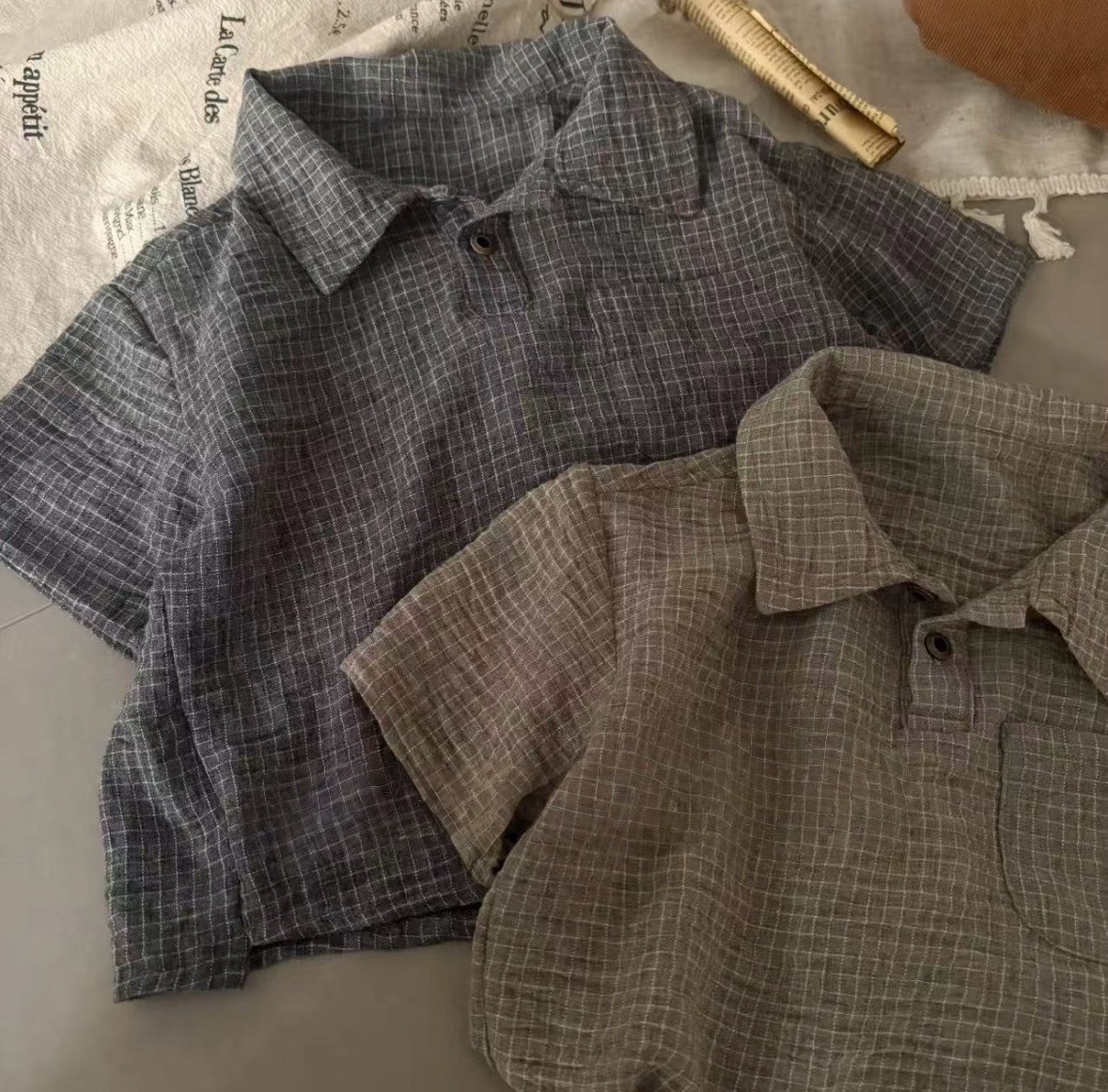 帥氣細格紋POLO衫