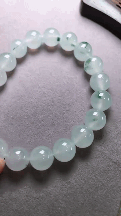 320318 翡翠冰飄花手串 (10mm直徑)