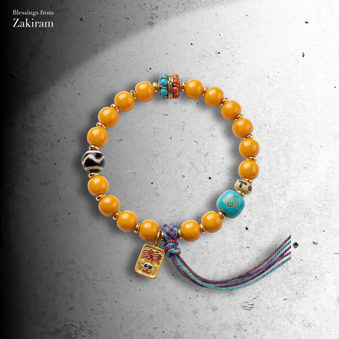 扎基拉姆 虎牙天珠 牛骨手串