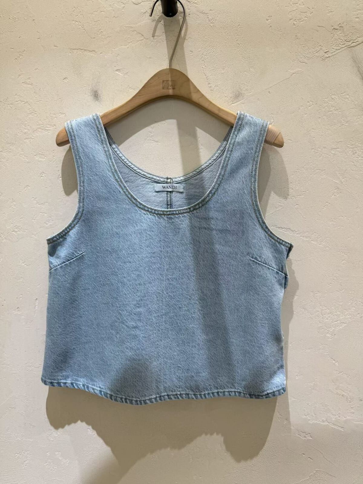 WJ6029 U領牛仔棉短版背心