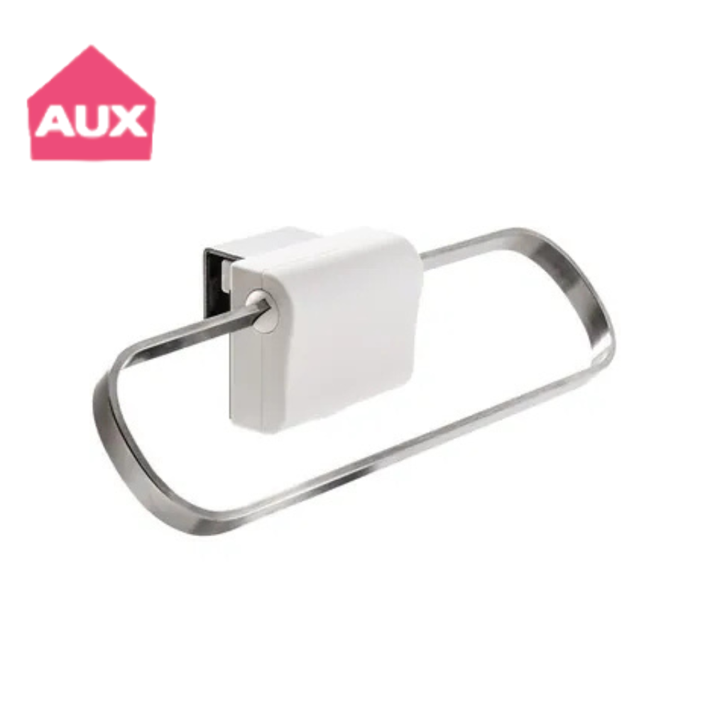 《AUX》日本製不鏽鋼三段式廚櫃門掛式毛巾架(白色)