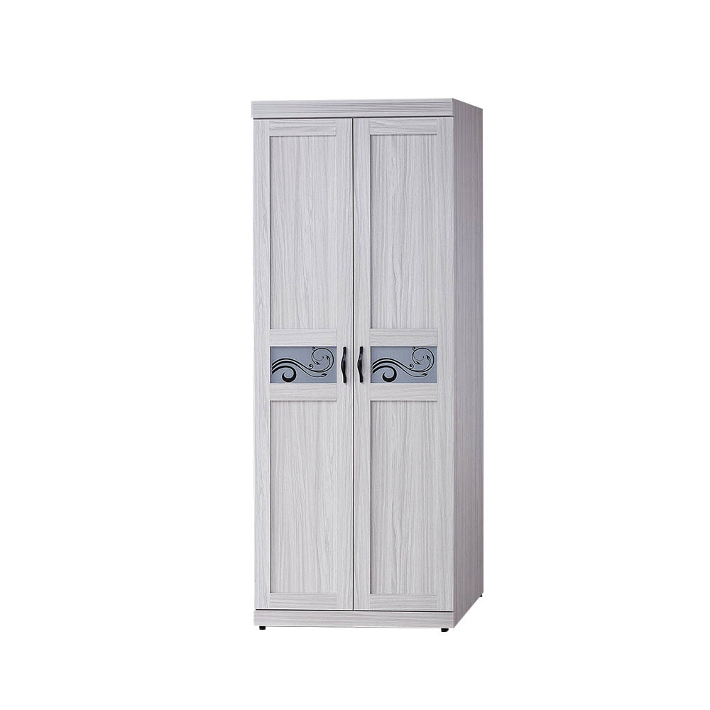 柏蒂家居-克勞2.5尺二門衣櫃/衣櫥(雙吊桿+穿衣鏡)