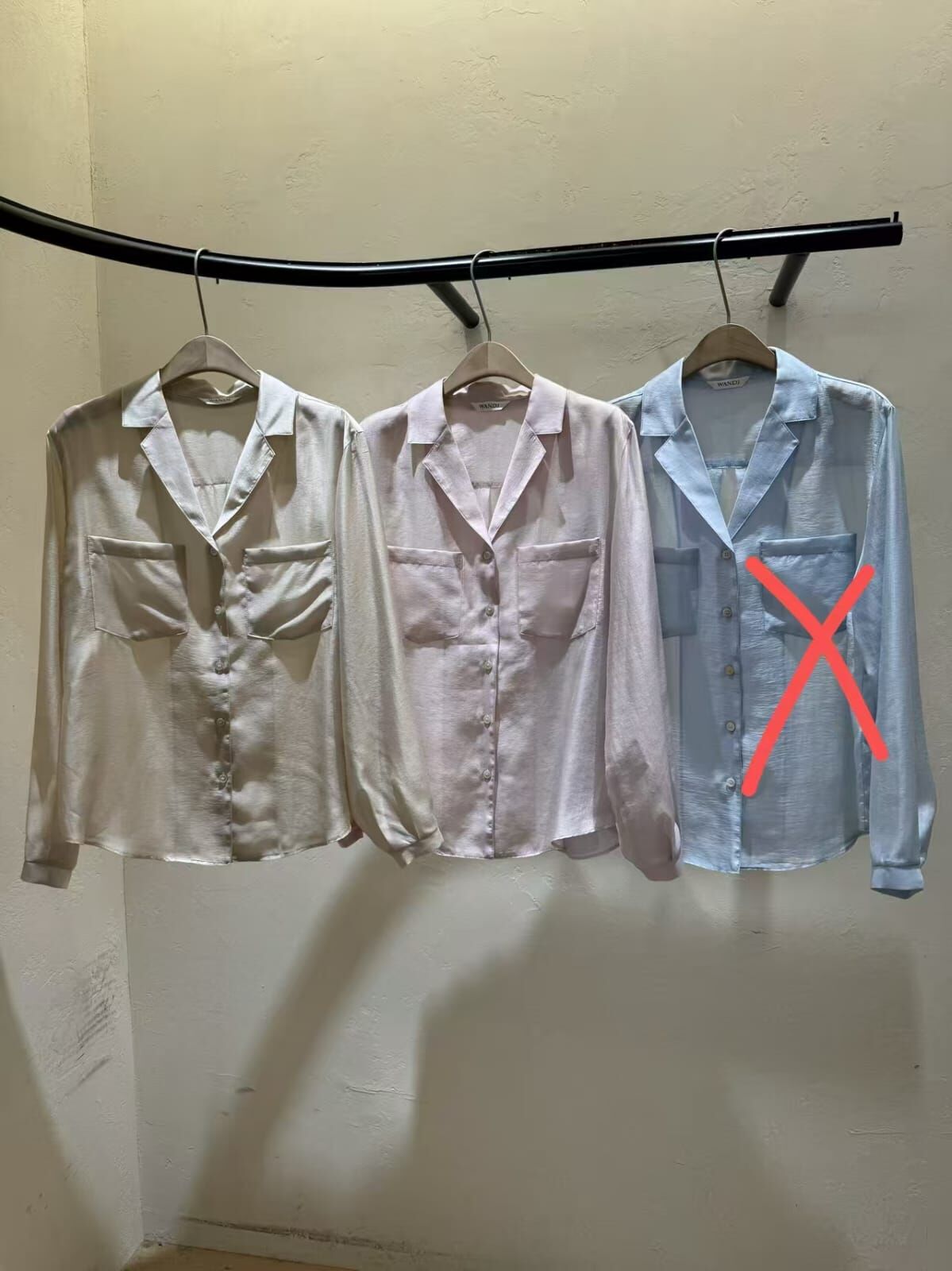 WJ6032 透膚滑料雙口袋襯衫