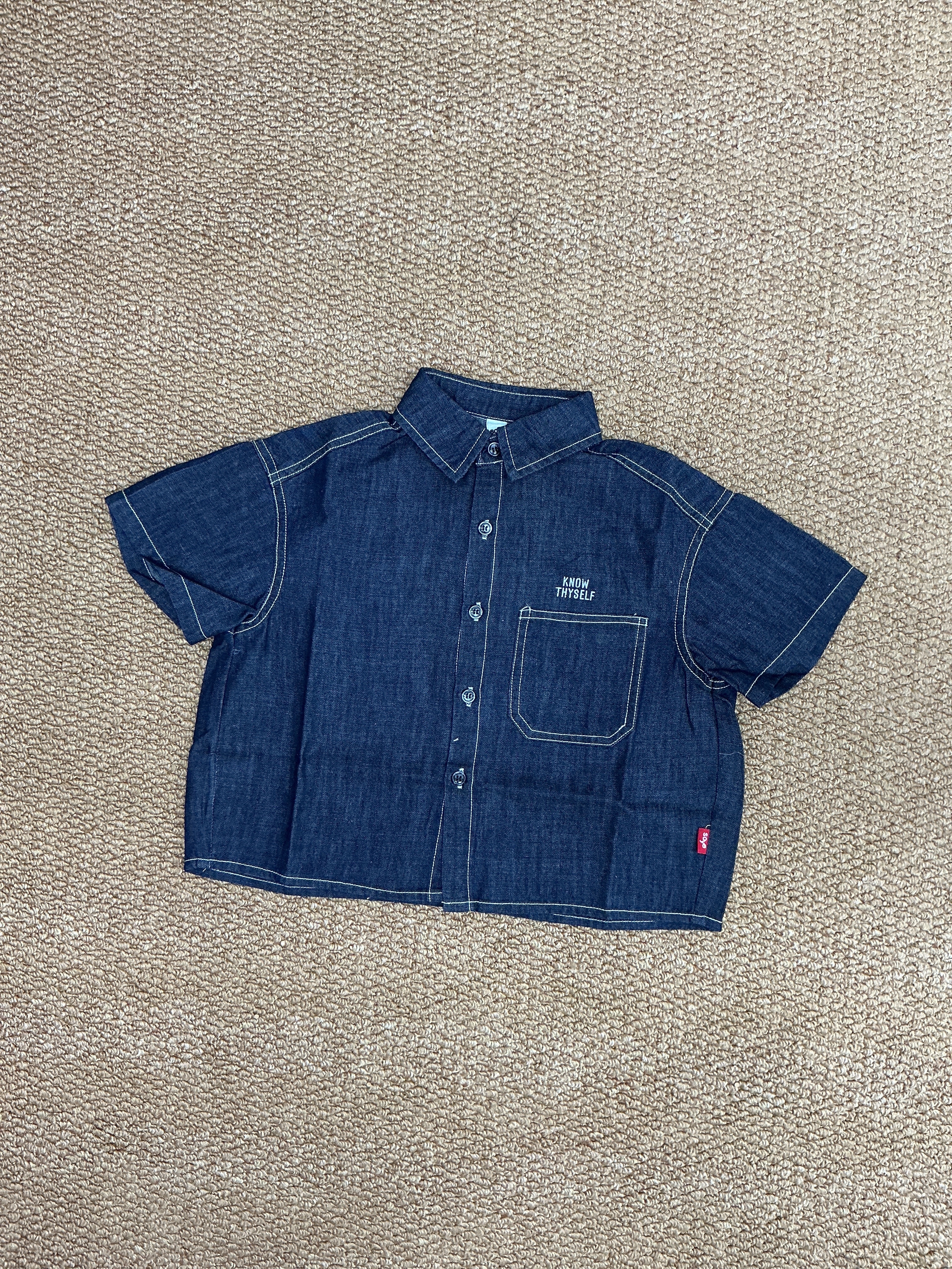 A04693設計師品牌字母牛仔襯衫