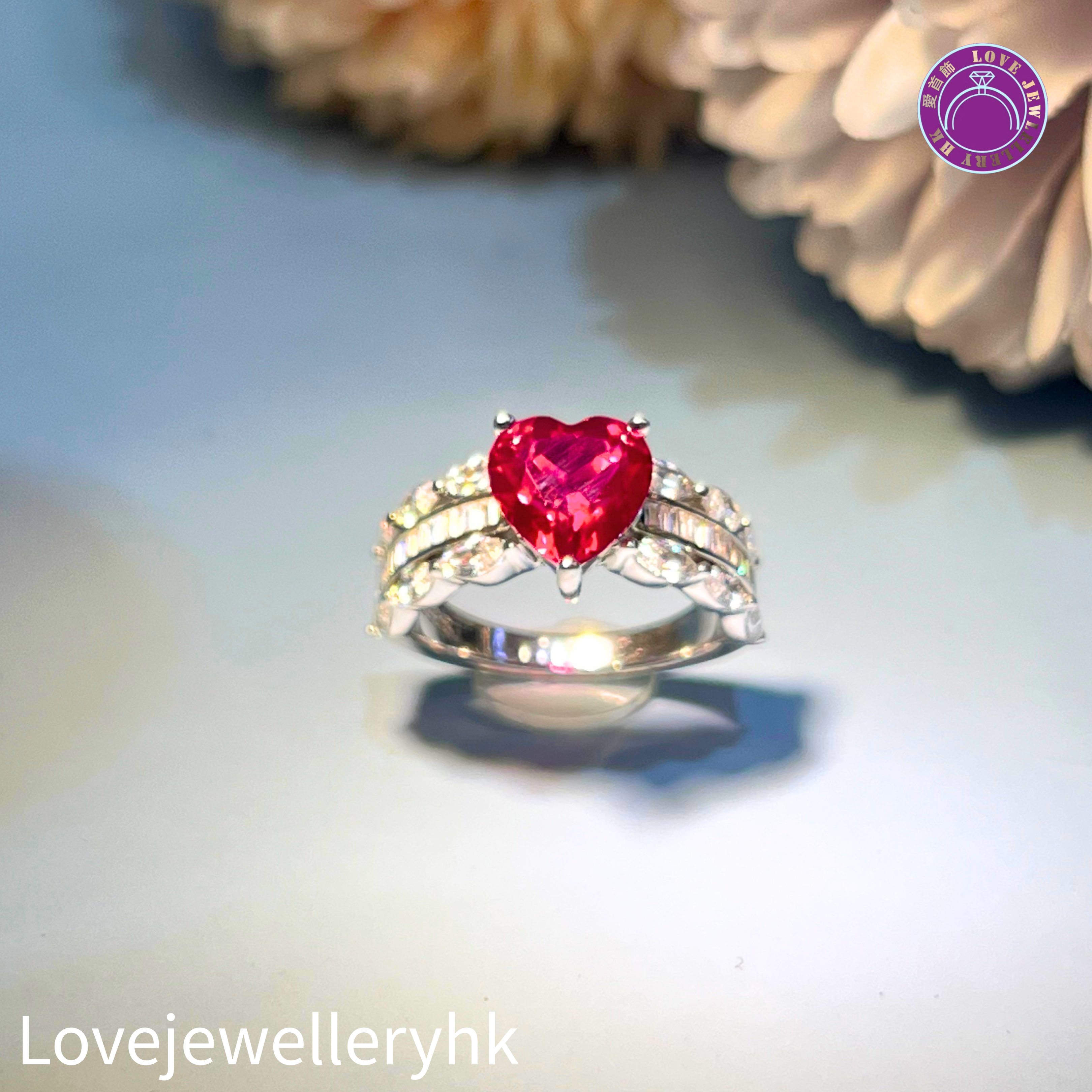 兩卡培育紅寶石心形戒指  GR021
