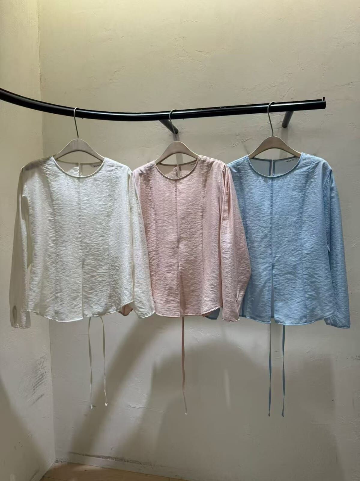 WJ6035 皺皺雪紡後綁帶上衣