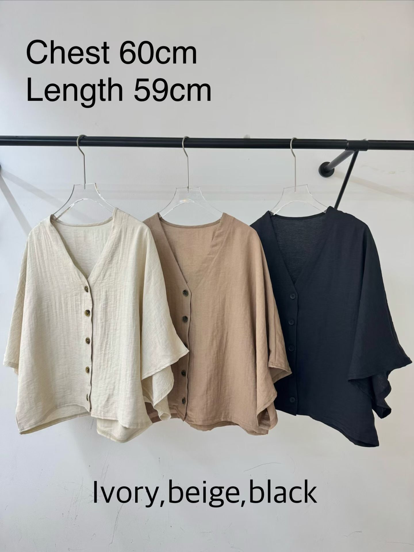 MG6006 V領排扣7分袖上衣