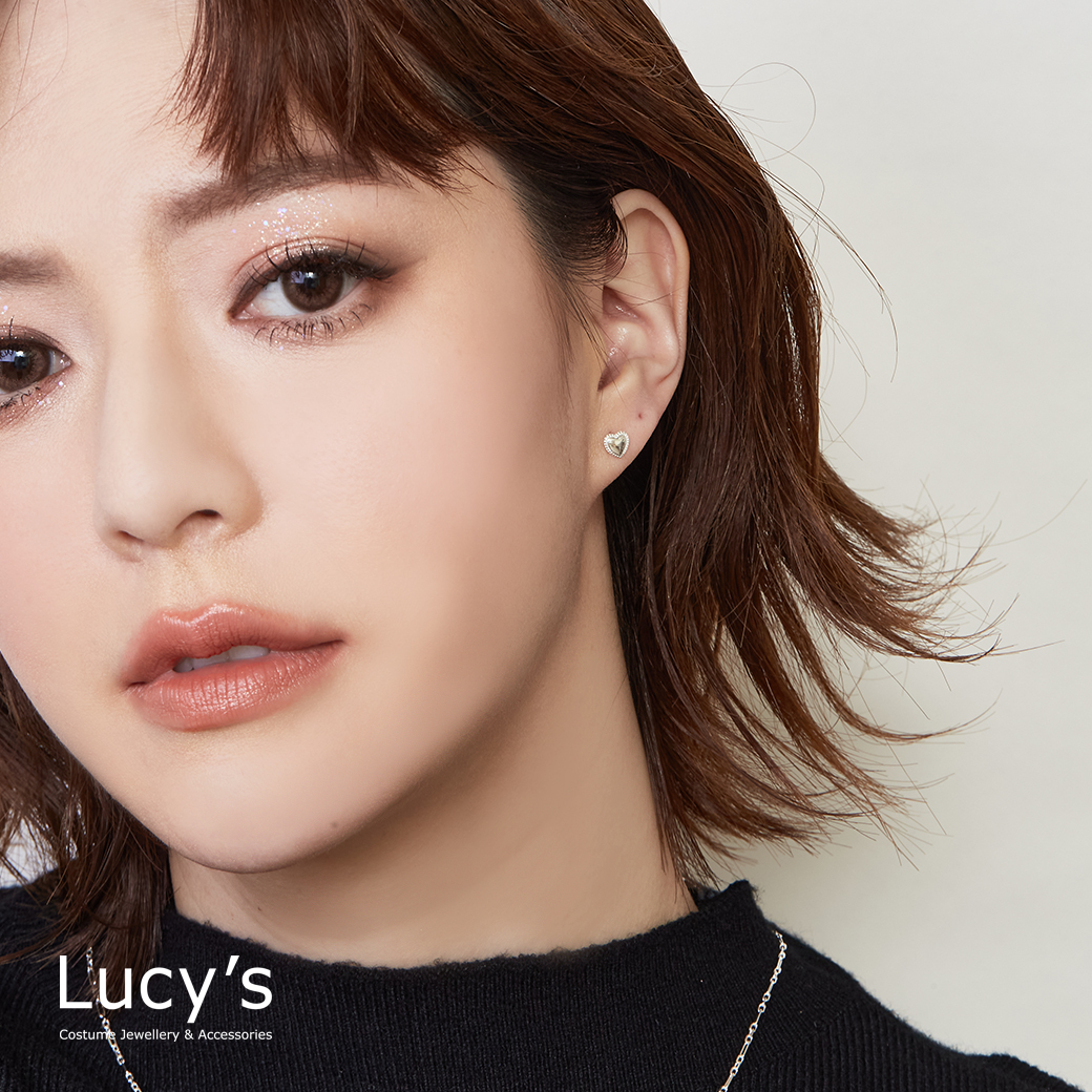 *925純銀〔輕銀系列〕描邊愛心 耳環 (127643)