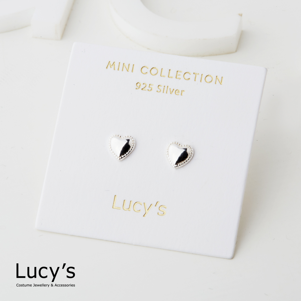 *925純銀〔輕銀系列〕描邊愛心 耳環 (127643)