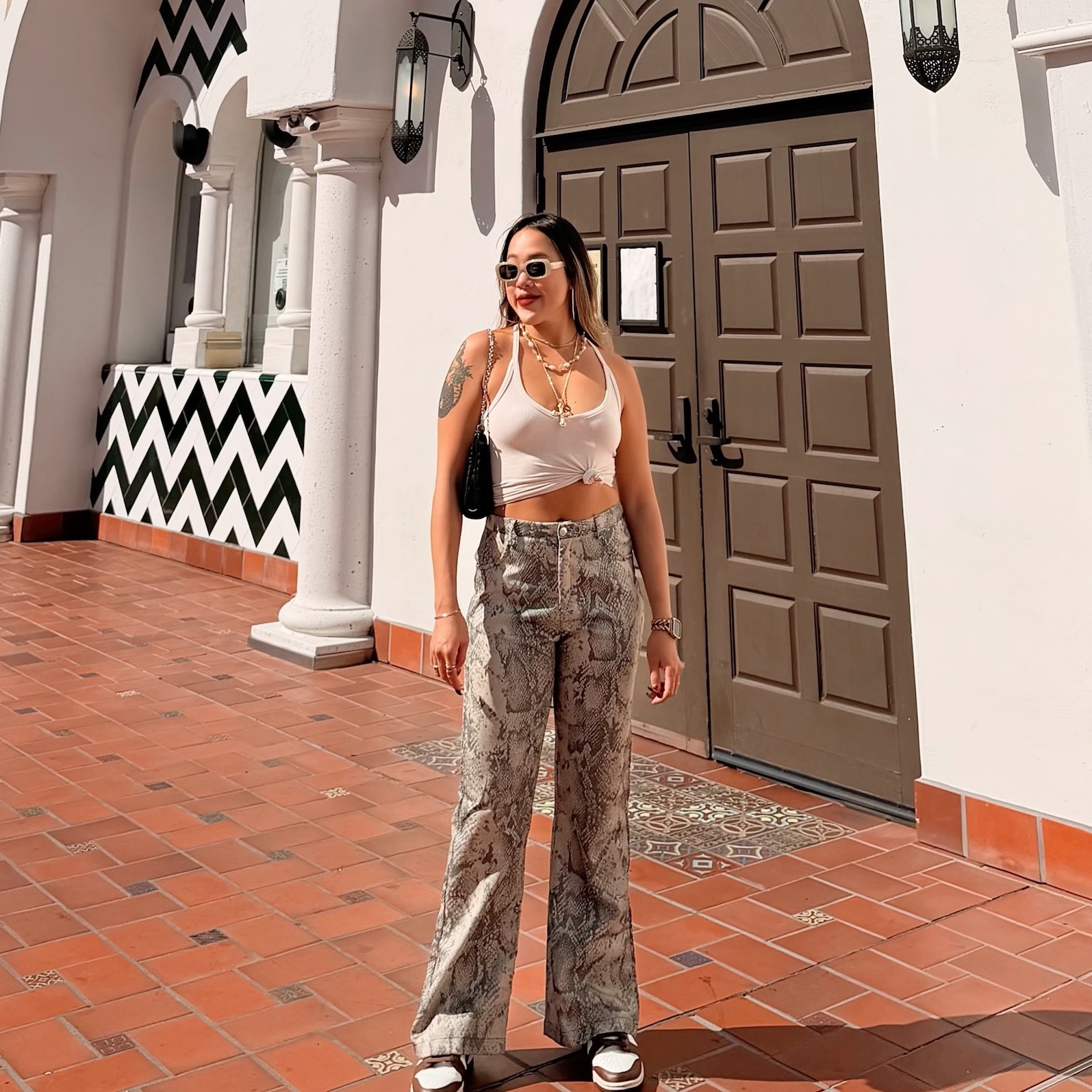 美式復古蛇紋直筒褲🐍